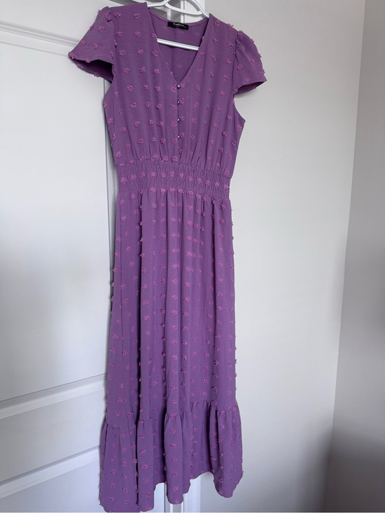 Amazon Dresses & Skirts - Purple Swiss Dot Maxi Dress with Smocked Waist